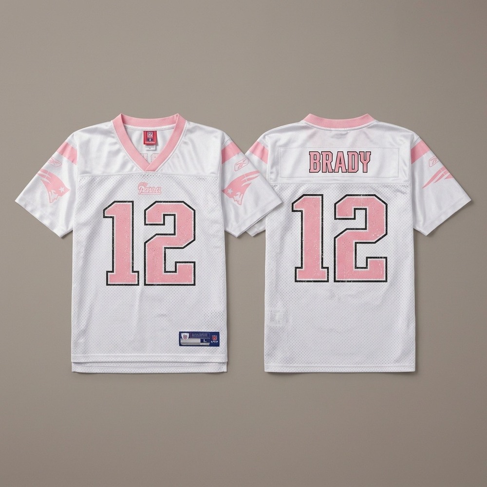 Y2K Reebok Tom Brady Patriots Pink Jersey Girls L 14 NFL Football #12